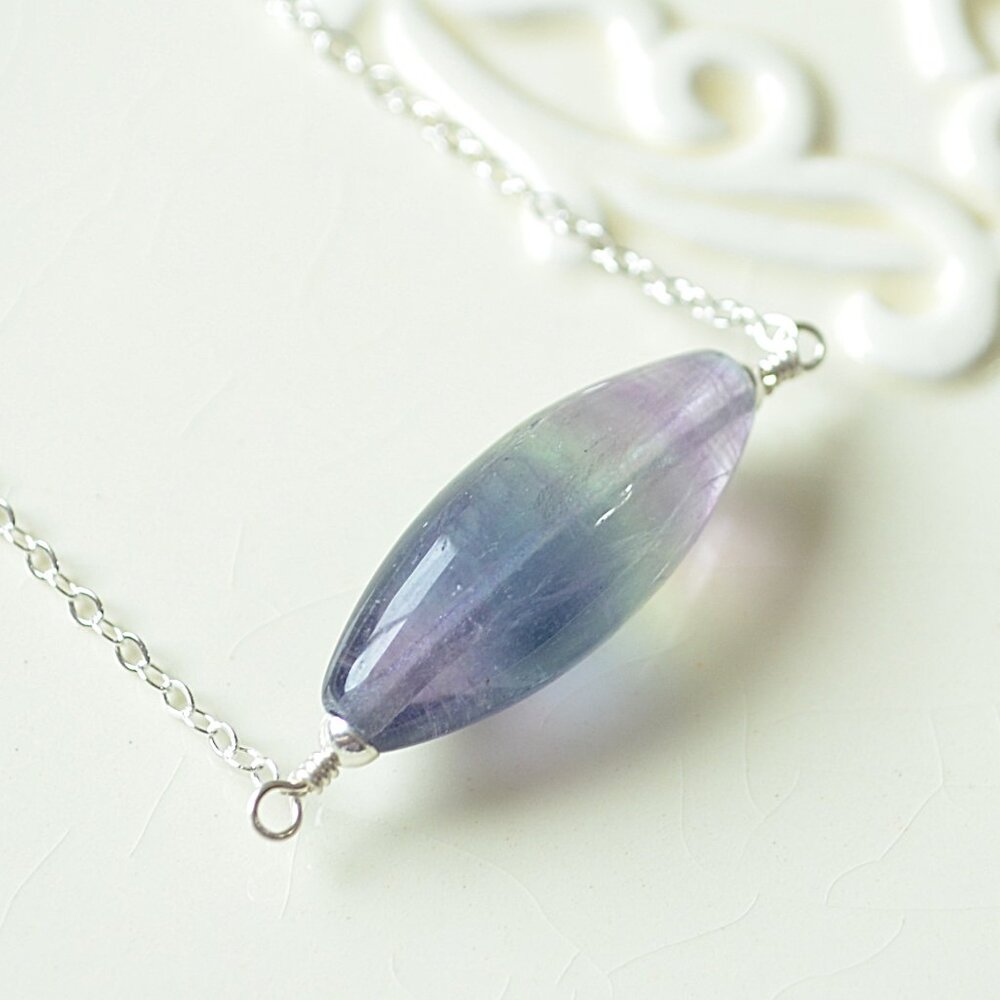 Simple Fluorite Necklace in Sterling Silver - Made in Canada